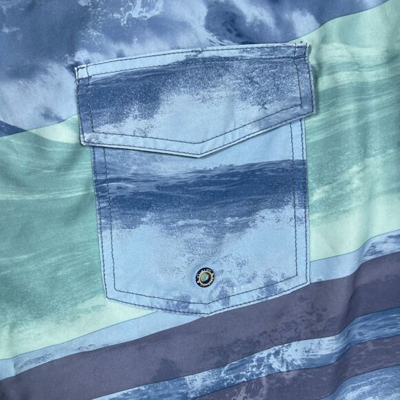 Salt Life SLX-QD Boardshorts Men 38 Blue Green Vapor Stretch Swimwear Drawstring - Picture 7 of 11